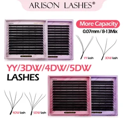 ARISON Large Capacity 2 in 1 YY/3D/4D/5D W Lashes Premade Volume Fans Eyelashes Extension YY W-shape Eye Lashes Magnetic Carton