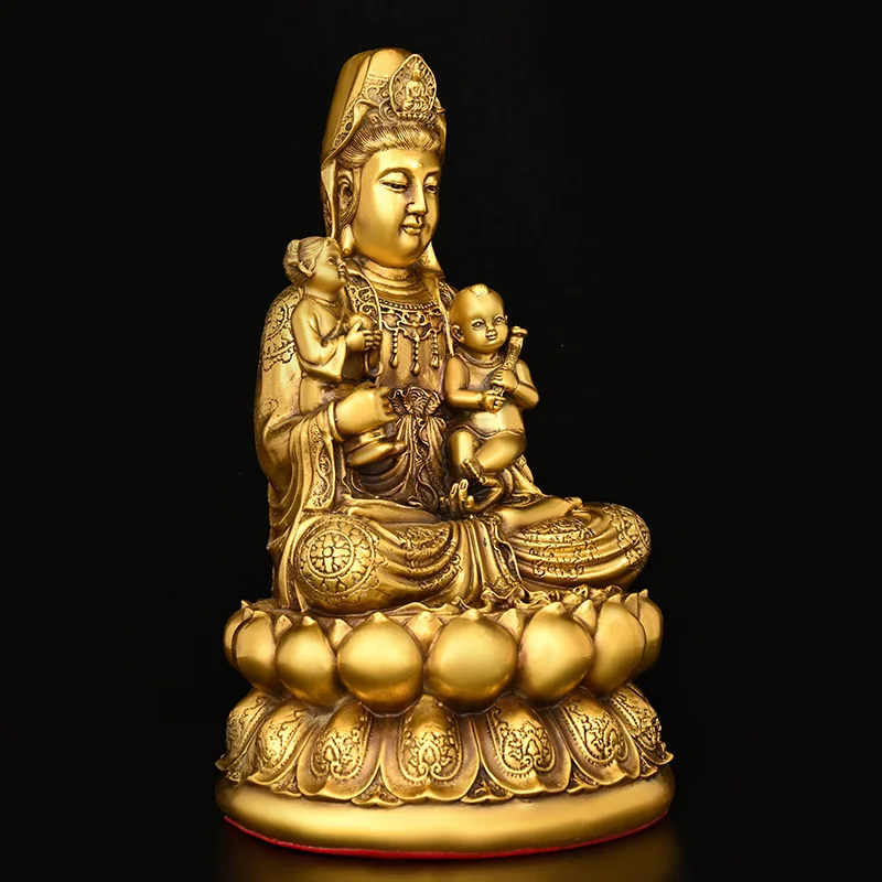 Pure Copper Songzi Avalokitesvara Decoration Guanyin Bodhisattva Home Living Room Worship South Sea Putuo Mountain Injection Mot