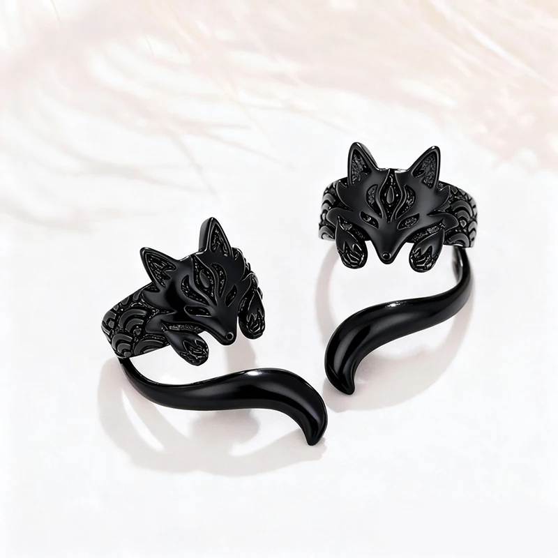 Huitan Vintage Fuchsförmige Ohrmanschetten-Ohrringe für Frauen, antike Silberfarbe, kreative Clip-Ohrringe, tägliches Tragen, vielseitiger Schmuck – Detail 19