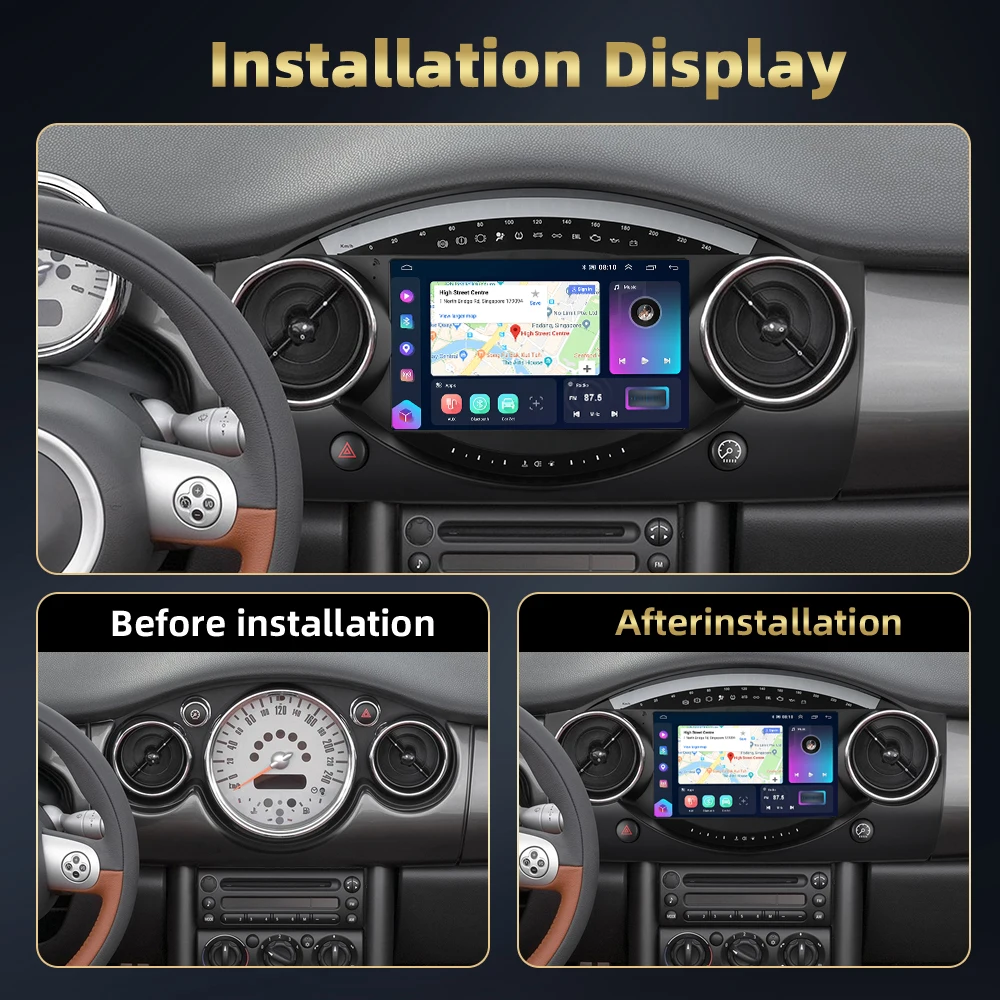 Podofo 8 + 128G 8Core ستيريو السيارة لسيارات BMW Mini 2004-2006 مشغل وسائط متعددة أندرويد Auto Carplay WIFI 4G Qualcomm AI صوت السيارة #2