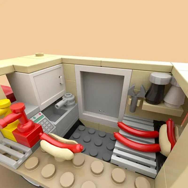 Stadt Auto Modell Moc Gebäude Ziegel Hot Dog Fast-Food-Lkw Technologie Modulare Blöcke Geschenke Weihnachten Spielzeug DIY Sets Montage