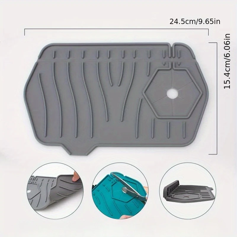 Faucet Mat Double Sided Use Silicone Kitchen Sink Splash Pad Drainage Waterstop Bathroom Countertop Protector Quick Dry Tray