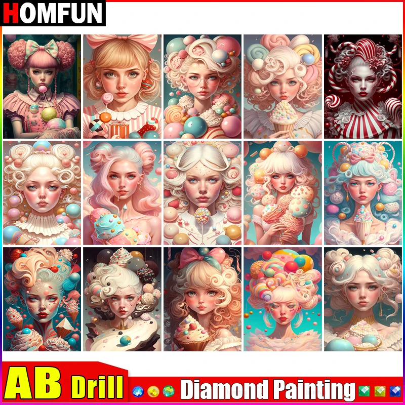 HOMFUN AB Full Diamond Embroidery Diy 5D Diamond Painting Cross Stitch 