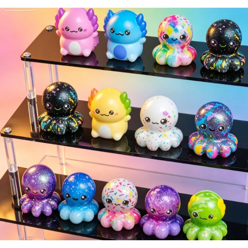 10/20PCS Adult Mini Kawaii Newt octopus Cute Stress Relief Squeeze Toys Random Slow Rising Toy Carnival Goodie Party Send Gift