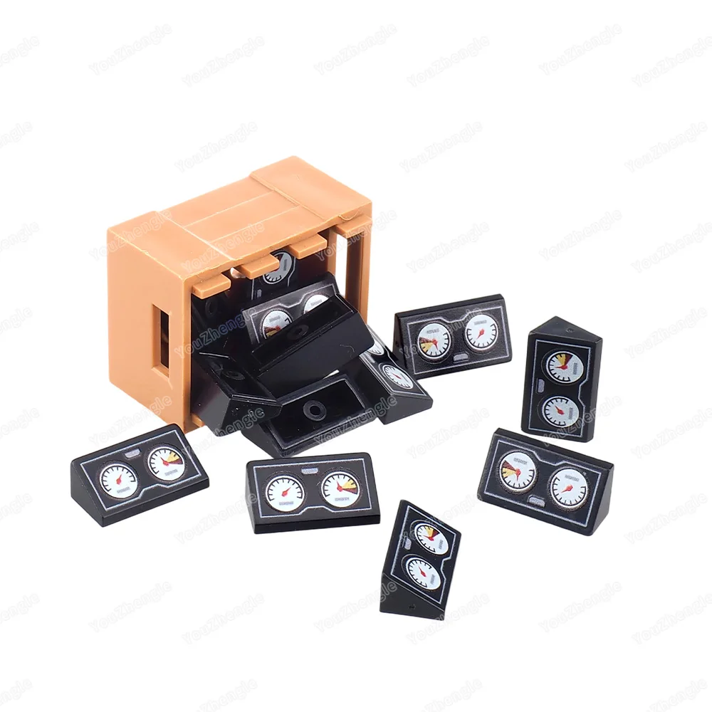 2 Instrumententafel, silberner Umriss, gedrucktes Muster, Baustein, abgeschrägt, 1 x 2 Teile, 85984, MOC-Figuren, Ausrüstung, Modell, Geschenk, Jungenspielzeug