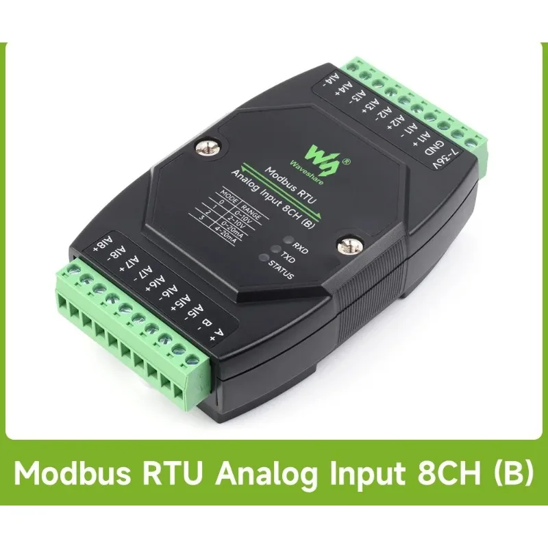 Waveshare Industrial Modbus RTU Analog Input 8CH, Modbus RTU, Supports Voltage And Current Acquisition