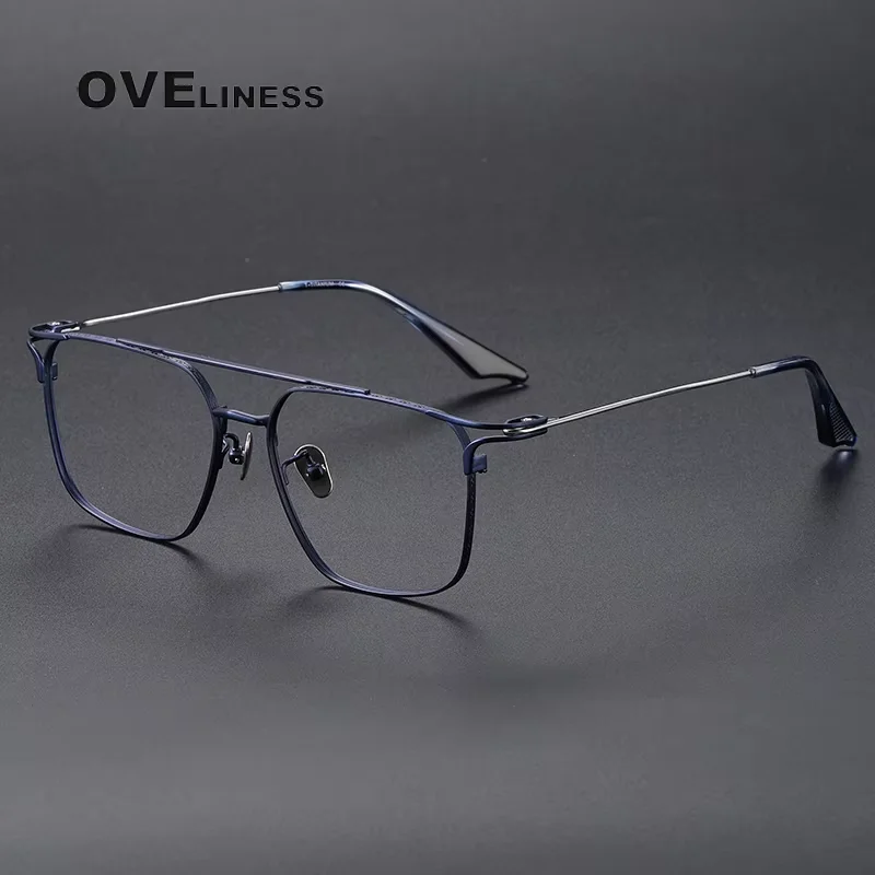 Ultra Light Pure Titanium Glasses Frames For Men Retro Eyeglasses frames Wide-Rimmed Business eyewear Spectacles