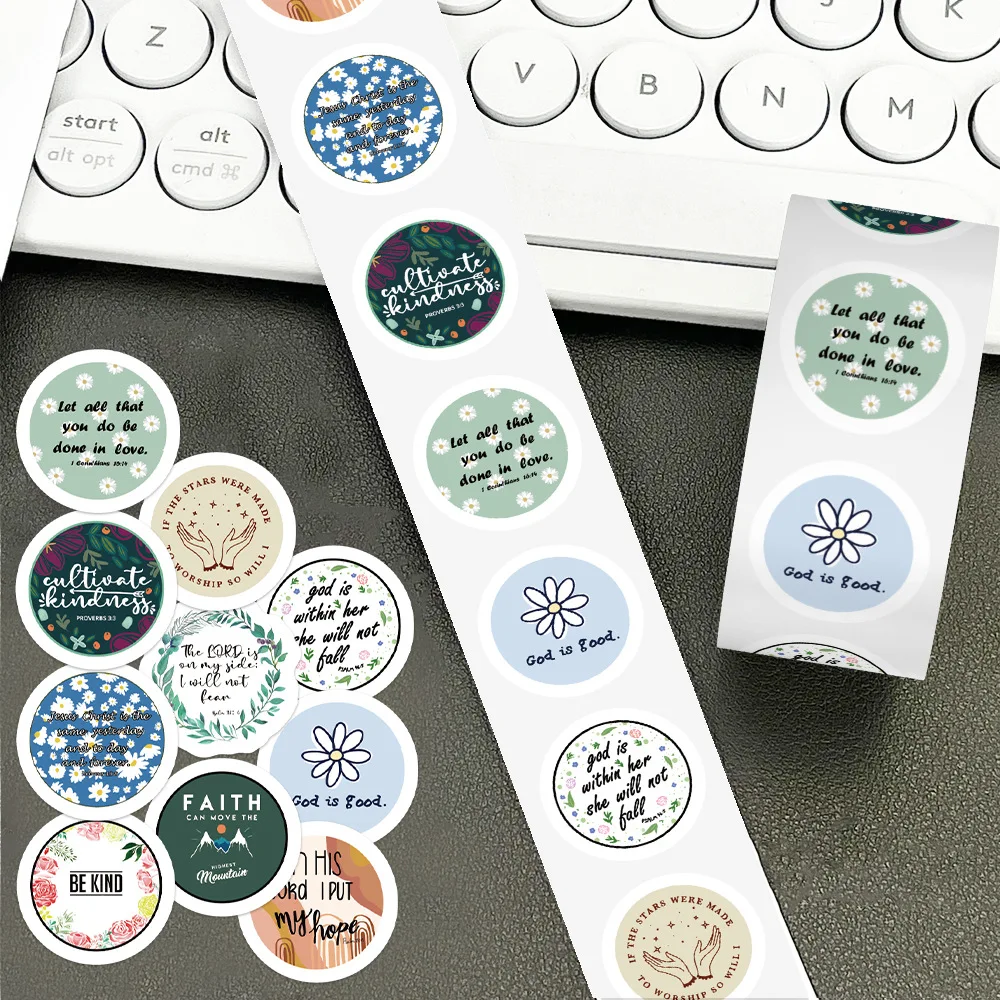 500Pcs/Roll Bible Motivational Phrases Cartoon Stickers Jesus Inspiration Decals Laptop Luggage Skateboard Guitar Decor Sticker