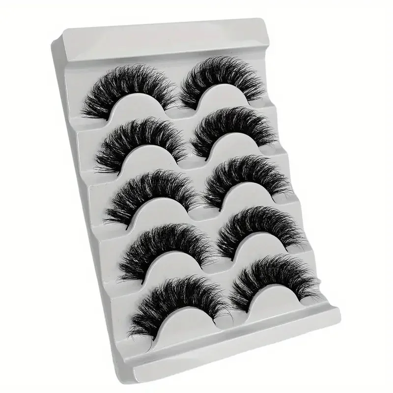 5 pairs of DD curled 3D cat eyes reusable fluffy false eyelashes for eye makeup natural eyelashes