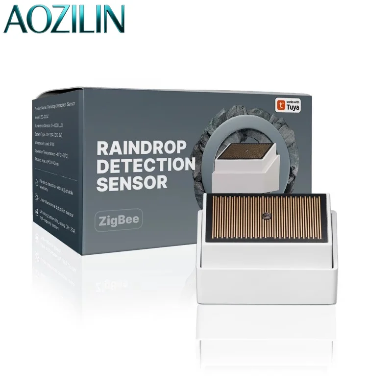 AOZILIN ZigBee Water Leak Flood Rain Detector IPX4 Waterproof Battery Powered Outdoor Sensor For MOES Tuya Smart Home System