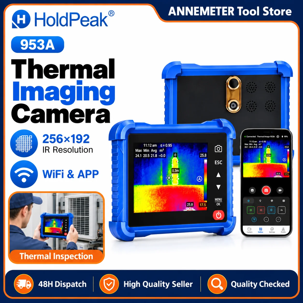 Mini Thermal Camera, Compact Thermal Imaging with Visual Camera Thermal Imager 256x192 IR Resolution, -4°F~1022°F, 25Hz