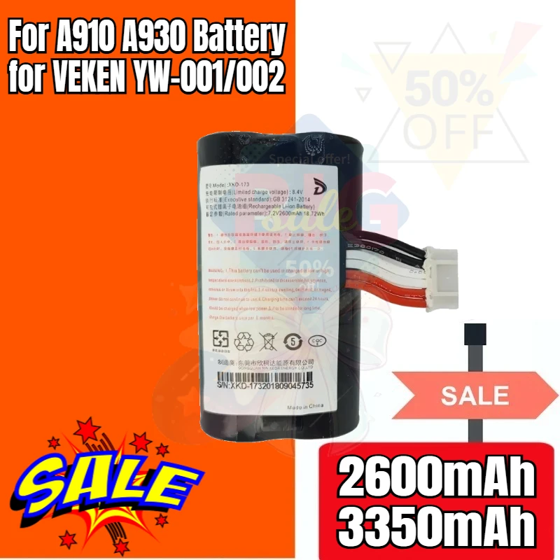 2600mAh 3350mAh For A910 A930 Battery for VEKEN YW-001/002 XKD-173 Battery S920 IS486 IBS011GA IS1112
