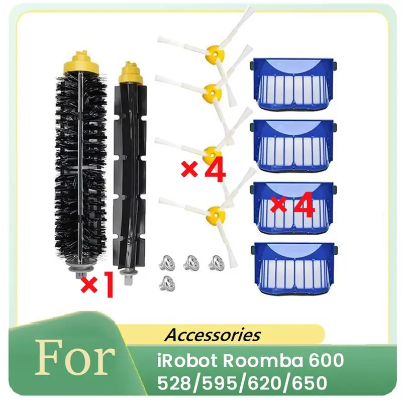 AS94-For Irobot Roomba 600 Series 528/595/620/650 Sweeping Robot Accessories Side Brush Roller Brush Filter Replacement