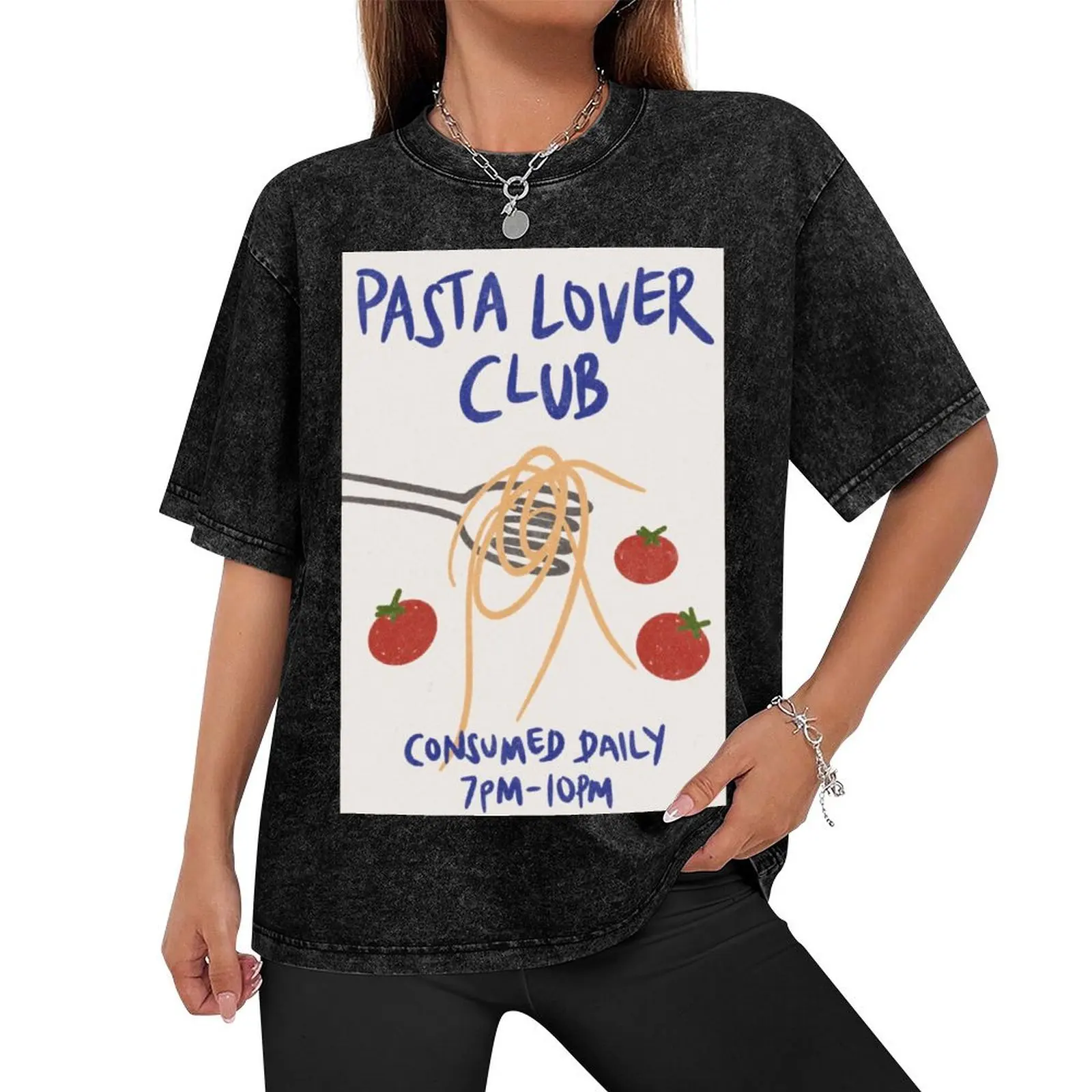 pasta, food, pasta lover, tomatoes, tomato, french, kitchen, food lover, fork, spaghetti, funny, cute, kitchen print T-Shirt