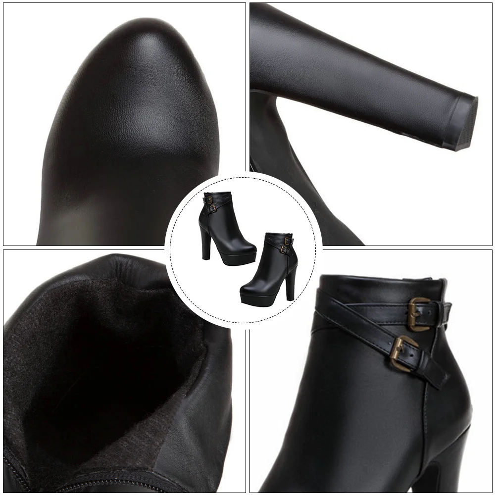 

1Pair Plastic Table Decoration Stylish Woman High Heel Winter Boots Ankle Thick Heel Boot for Autumn Warm Fashionable Footwear