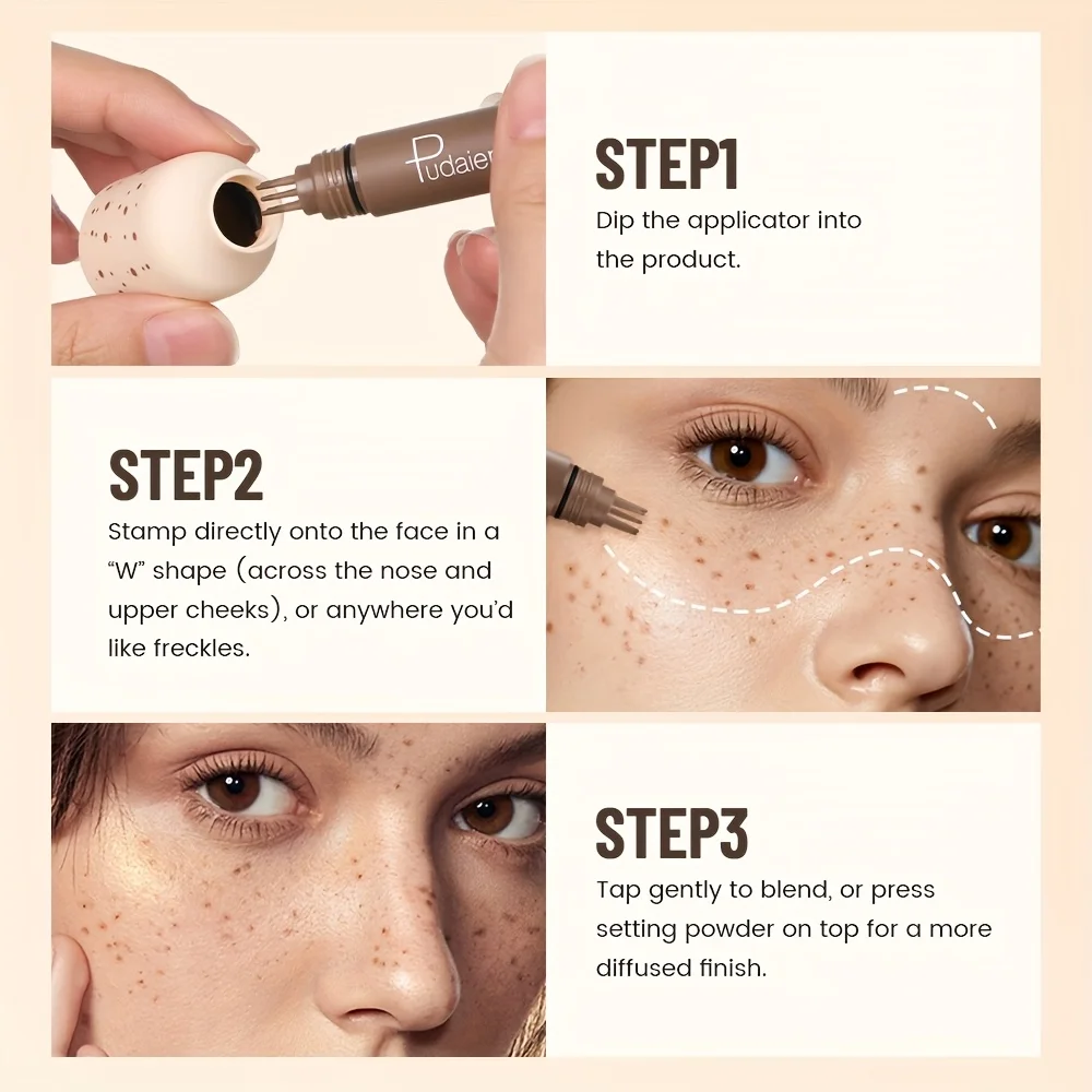 Natural Nude Makeup Fake Freckles Pen Waterproof Long Lasting Light Coverage Freckle Stamp for Women