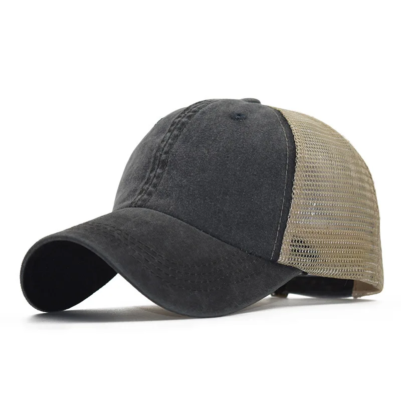 

Vintage Washed Cotton Solid Color Plain Mesh Baseball Cap Unisex Korean Style Trendy Spring Summer