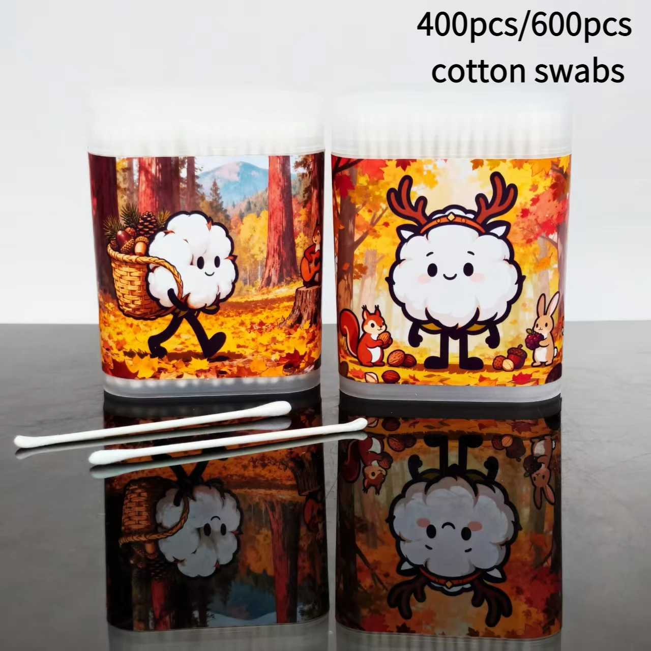 400개/600개 추수감사절 테마 면봉 볼 스크럽 박스 정밀 축 면봉