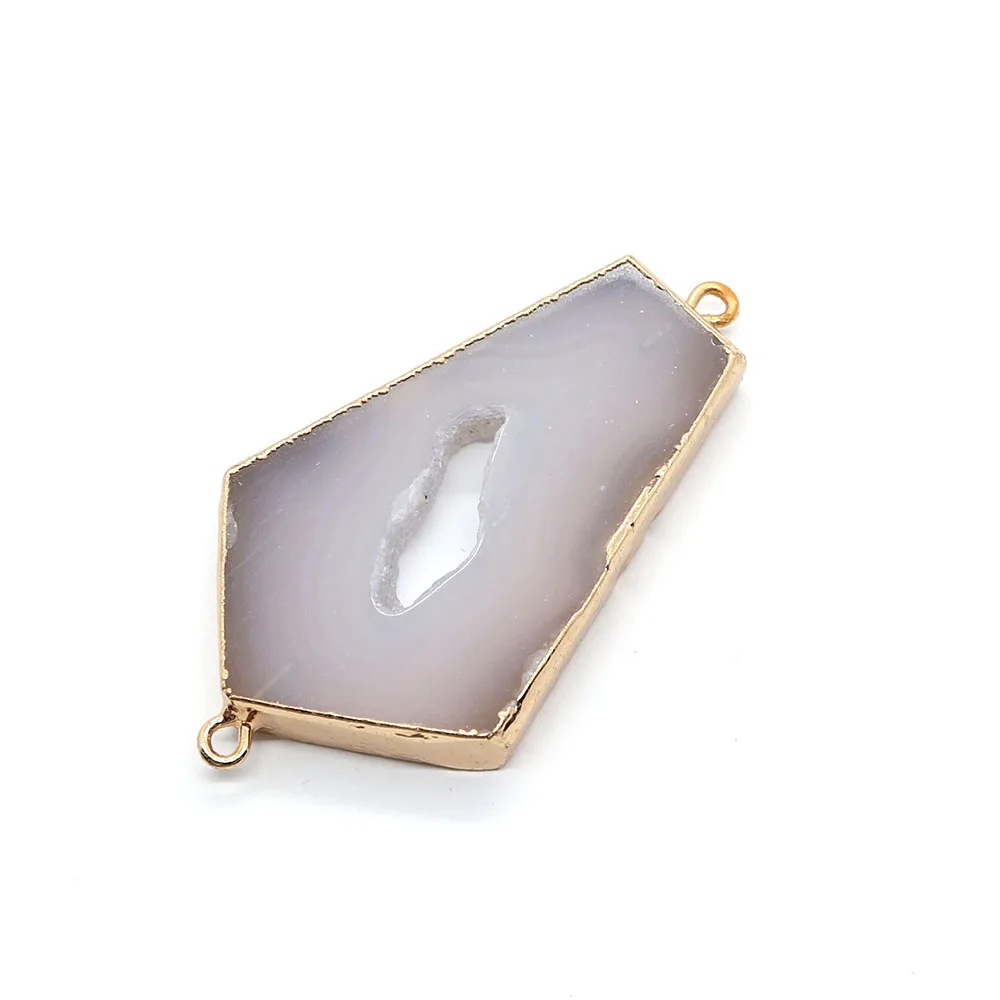 Pendentif connecteur en pierre naturelle, breloques en Agate grise pour la fabrication de bijoux, colliers, Bracelets, accessoires de forme géométrique irrégulière