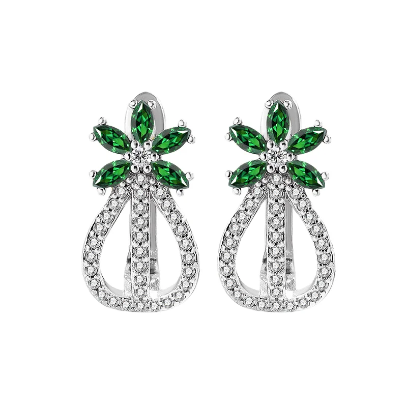 

Серьги из стерлингового серебра 925 пробы, модные трендовые зеленые и белые сетчатые серьги с цветком циркона, подарок на день рождения, годовщину вечеринки