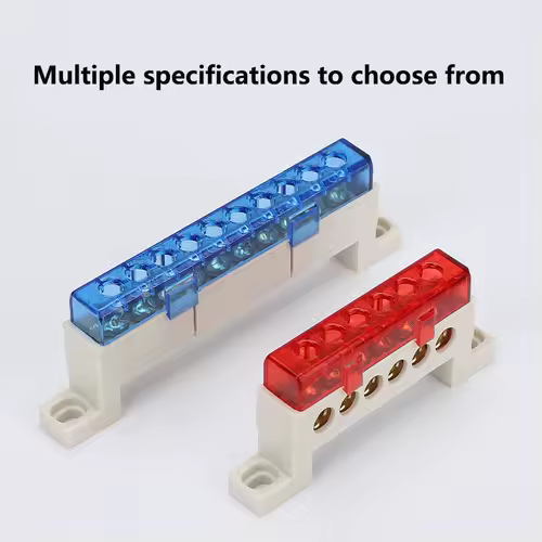 Zero wire terminal 3/4/5/6/7/10-Hole Distribution Box Terminal Block dustproof Ground Copper Bar Bridge type Busbar With cover - Image 3