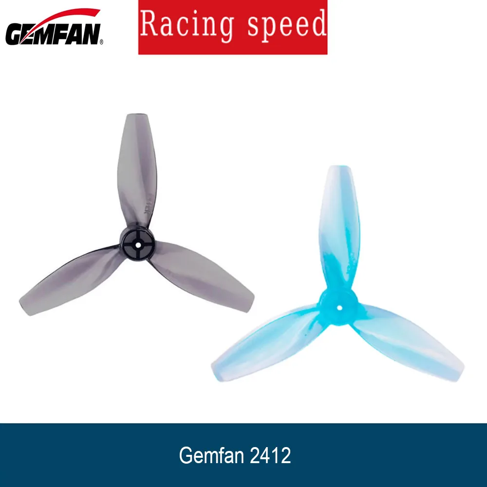 4 pares gemfan 2412 61mm 3 lâminas cw ccw hélice fpv 1.2mm buraco adereços para palito de dente fpv rc drone 8520 motor escovado