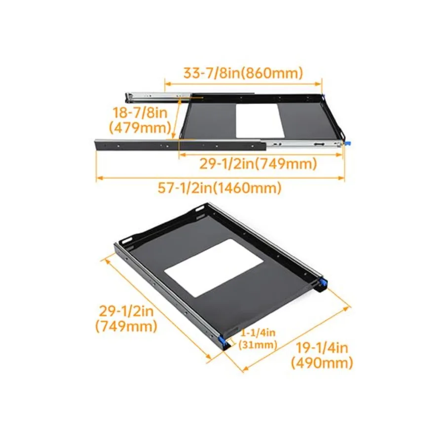 HECASA الثلاجة الشريحة الداخلية 29.3x18.7 في السكك الحديدية المحمولة رسم صينية المنزلق ل RV بيك اب SUV فان مقطورة الثلاجة الفريزر كول