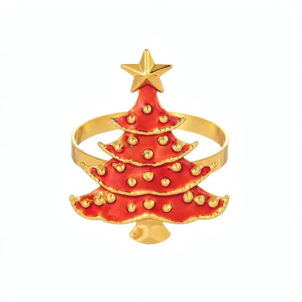 Christmas Tree Napkin Ring Metal Holder For Wedding Party Table Decoration Holiday Festive Dining Home Accessory Gift Idea