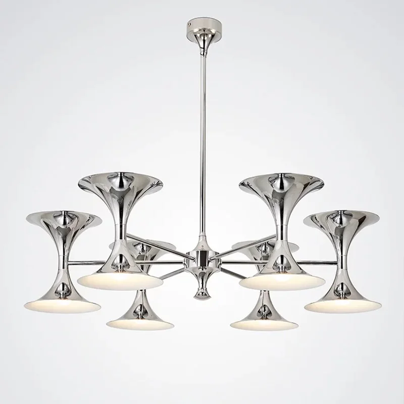 

Скандинавская минималистичная люстра-труба из нержавеющей стали, серебристая, с регулируемой яркостью, подвесной светильник для ресторана и гостиной