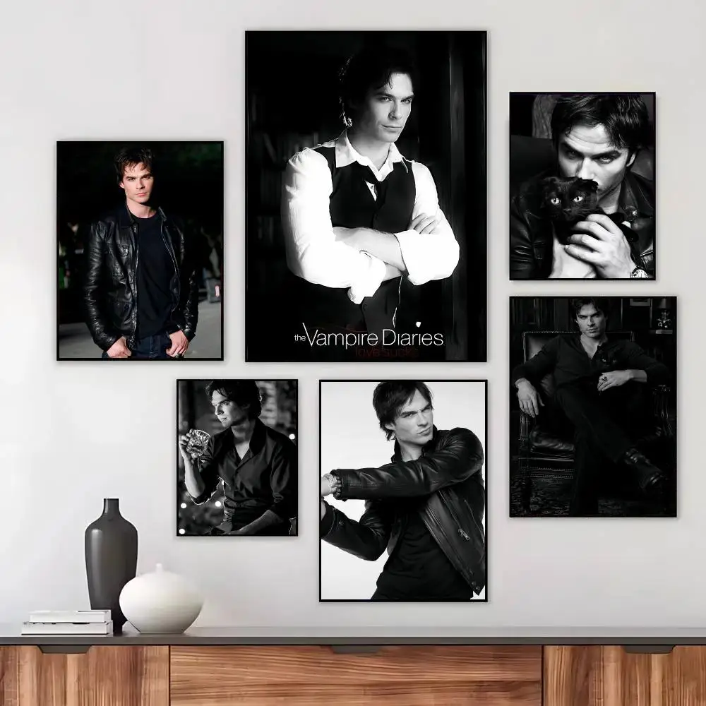 D-Damon Salvatore Poster Wall Art Printed Decor Sticker Stylish Home Gift for Living Room Bedroom Corridor Cafe