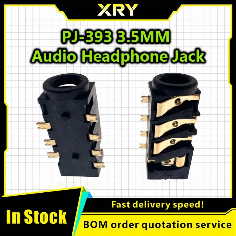 10Pcs Pj-393 Gold-Plated 393 Eight-Foot 7 Foot ,Section4 Smd 7Pin 3.5Mm Headphone Jack Audio Jack 8pin