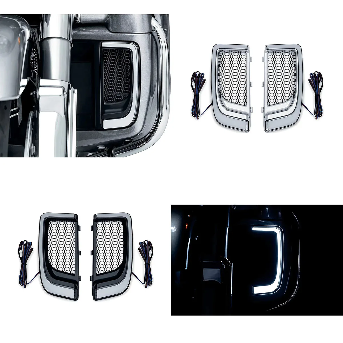 Motorcycle Fairing Lower Grills LED Running Light/Turn Signal For Harley Davidson Touring and Trike Model 2014-2020
