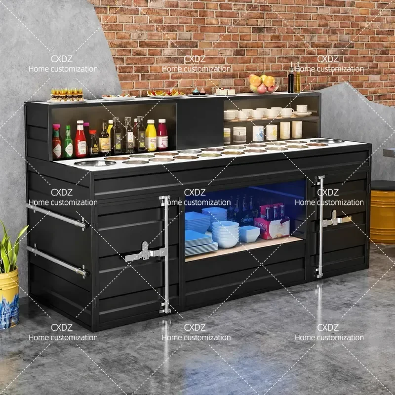 Industrial Style Self Service Seasoning Table Hot Pot Restaurant Commercial Small Condiment Station BBQ Wrought Iron Spice