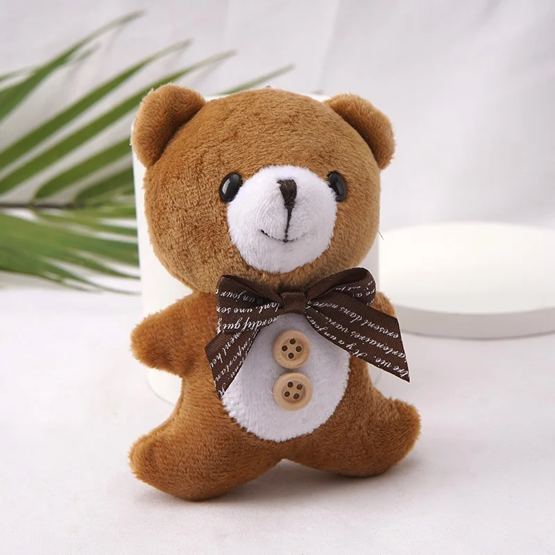 11cm Cute Bear Plush Keychain Pendant Kawaii Cartoon Key Ring Plush Dolls Toy Kids Girls Bag Car Key Pendant Gifts For Children