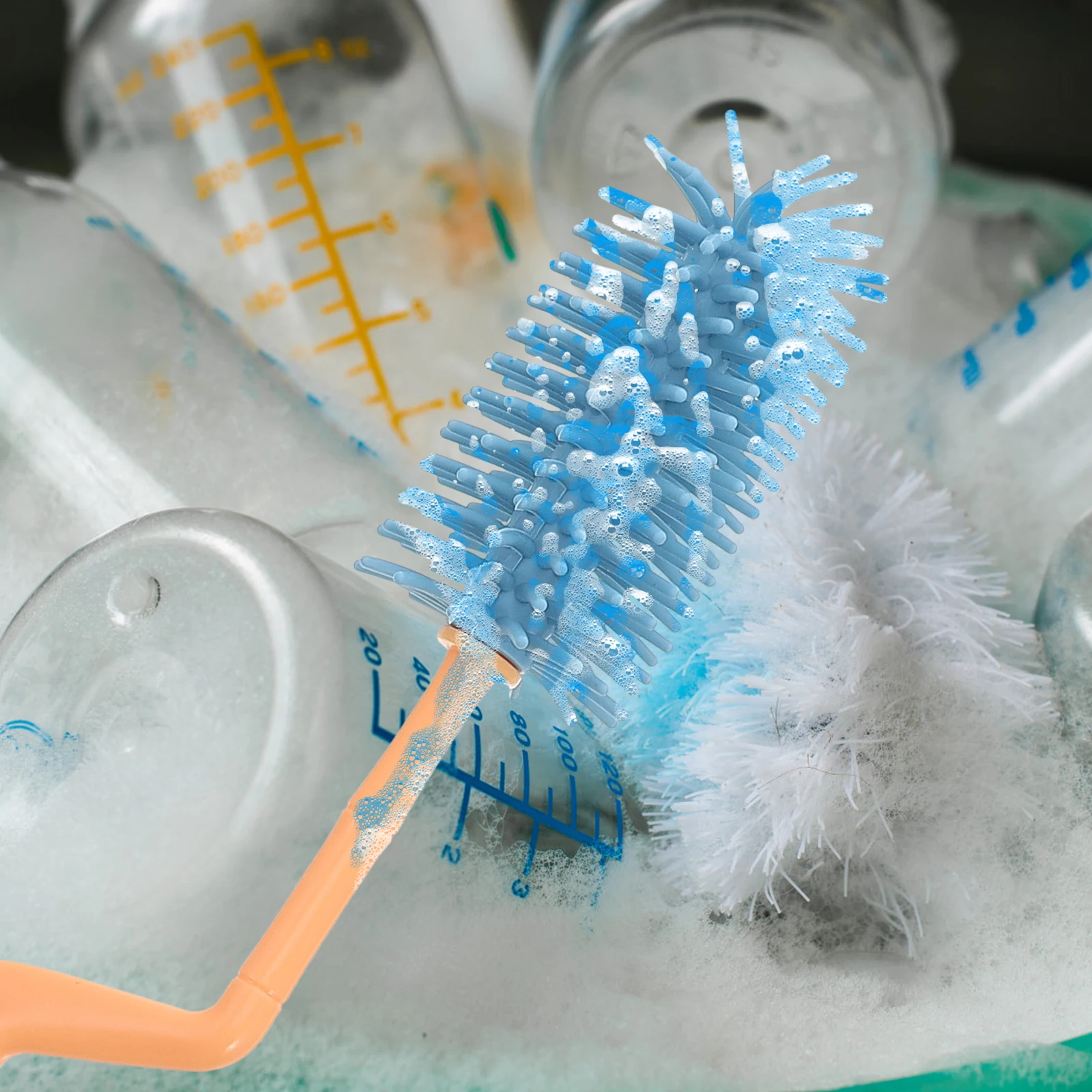 

Baby Bottle Brush Set Reusable Silicone Straw Cleaner 360 Degree Rotation Non Scratch Milk Portable Household