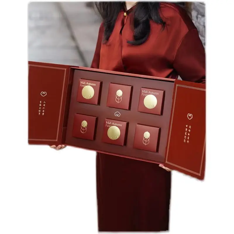 Customized Mooncake Box Custom Mooncake Packaging Box Handheld Mooncake Box Flip Lid Drawer Box Empty Bo