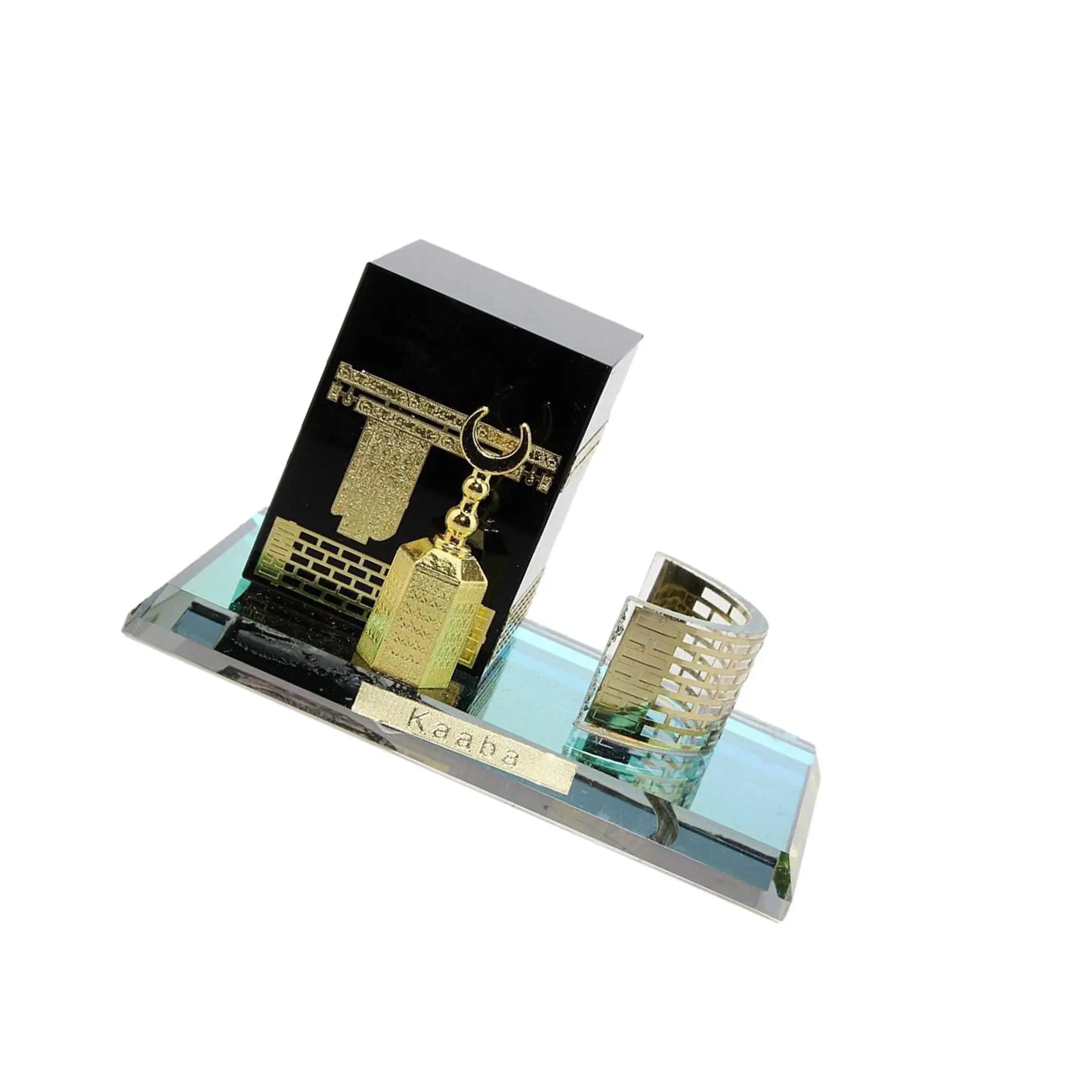 Muslim Crystal Gilded Kaaba Miniature Model Showpiece Islamic Architecture