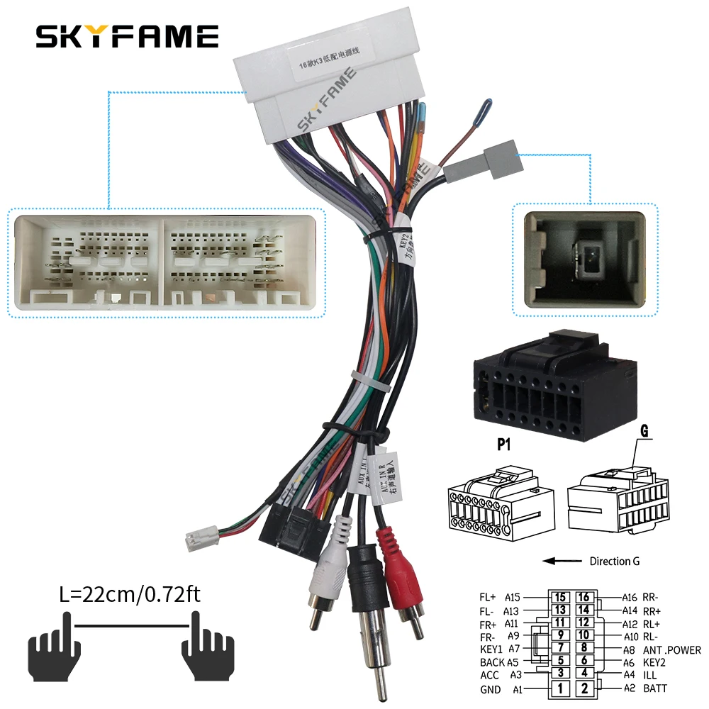 SKYFAME 16pin Xe Dây Adapter Dành Cho Xe Kia K3 Pegas KX5 Sportage Hyundai Elantra Android Đài Cáp Nguồn