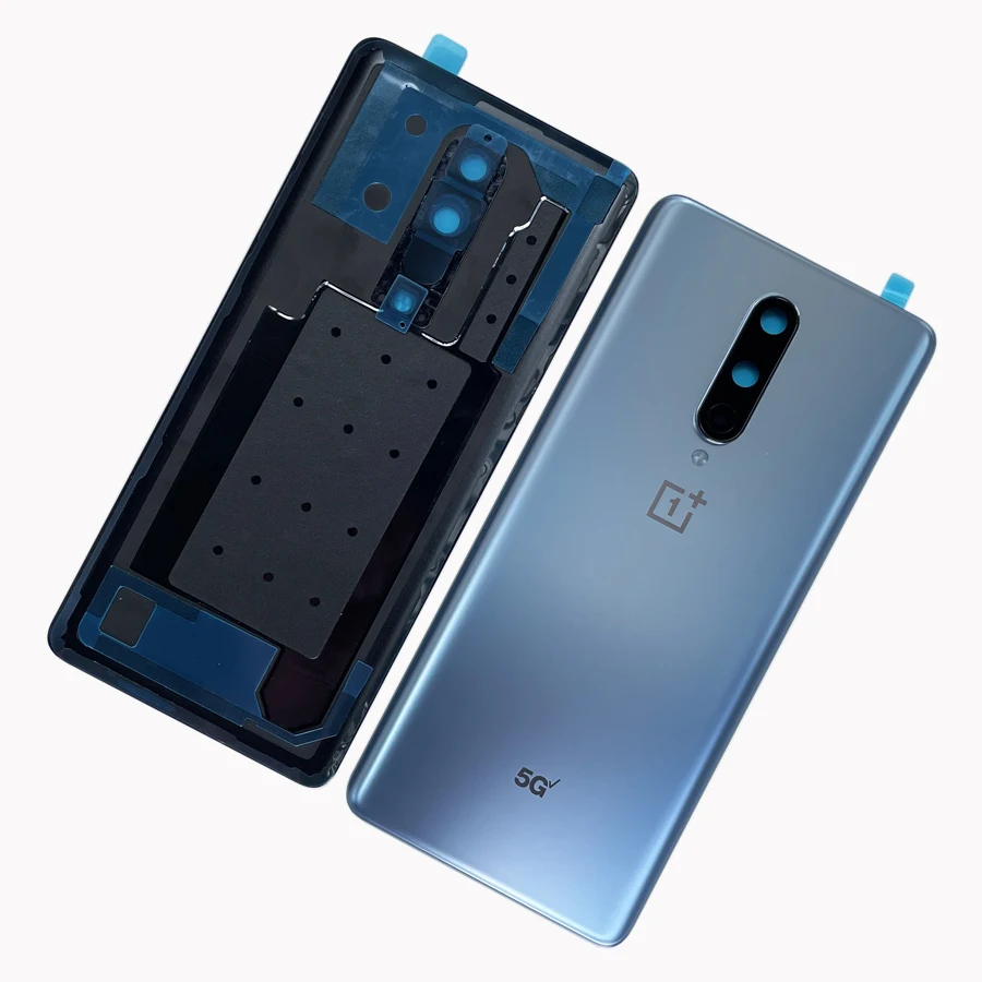 Original New For OnePlus 8 Glass Back Rear Door Housing Cover Replacement Battery Case Repair Parts With Camera Lens+Logo