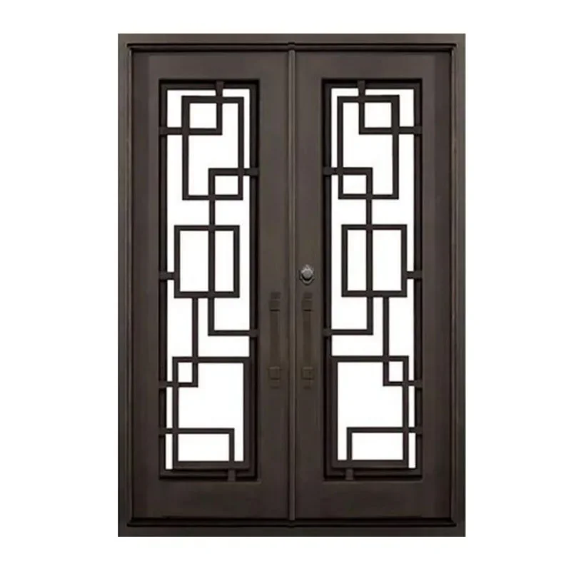 China supplier luxury security double swing wrought iron external front door for house