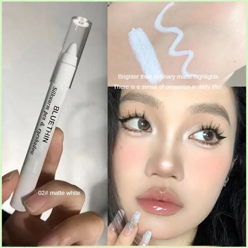 Glitter Highlighter Pen Waterproof Pearlescent Matte White Sliver Diamond Brighten Lying Silkworm Eyeshadow Stick Facial Makeup