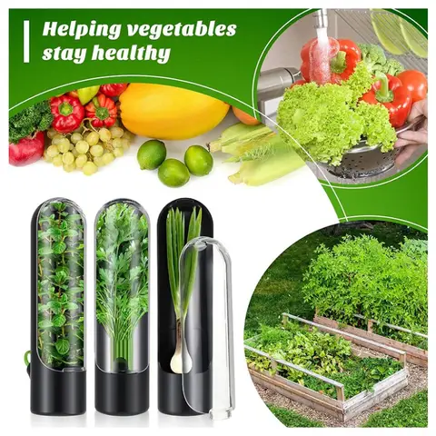 1/2/3PCS Herb Saver Storage Container Fresh Herb Keeper Vanilla Vegetables Fresh Preservation Bottle for Refrigerator Kitchen