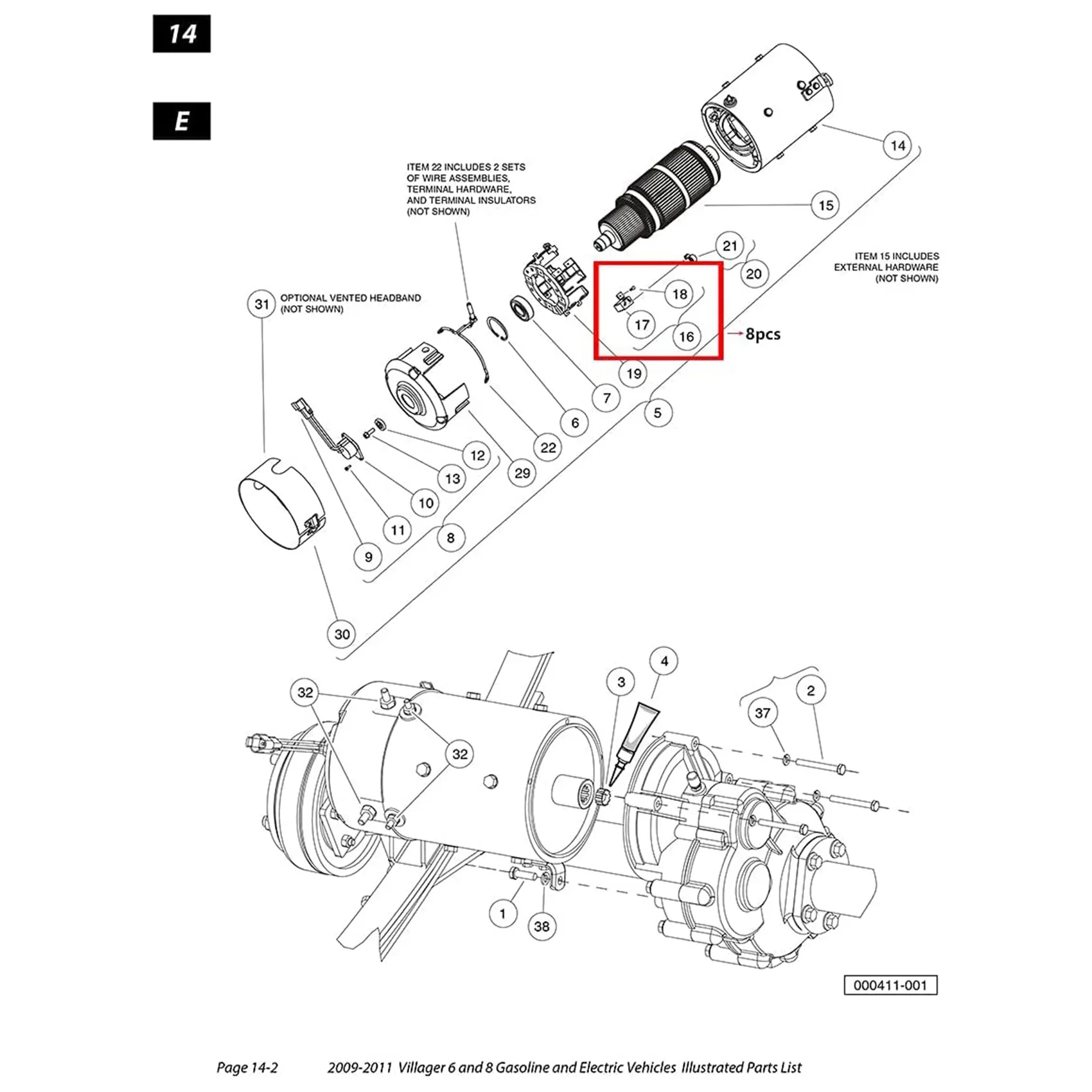 Kit de cepillo para carrito de Golf, 3.7HP, Motor de cepillo 102938601, se adapta a CLUBCAR L6 L8