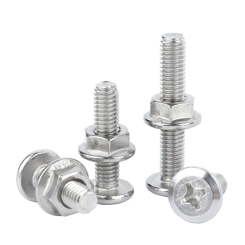 2-20 pcs 304 Stainless Steel Cross Flat Head Bolts, Hexagonal Nuts, Combination Fixed Furniture Screws M6 M8 M10