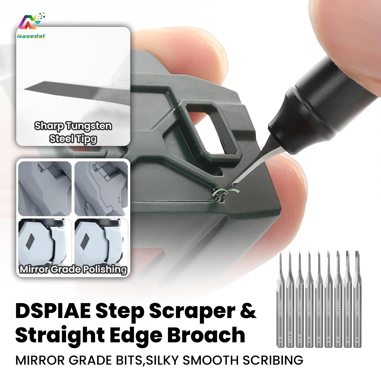 DSPIAE GS/ZPB Step Scraper /Straight Edge Broach Scribing Tool Kits for Model Gunpla Assembly Modeling DIY Hobby Craft Hand Tool