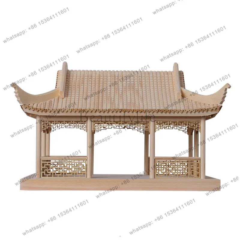

Chinese Zen Chinese style wooden antique architectural model ornament