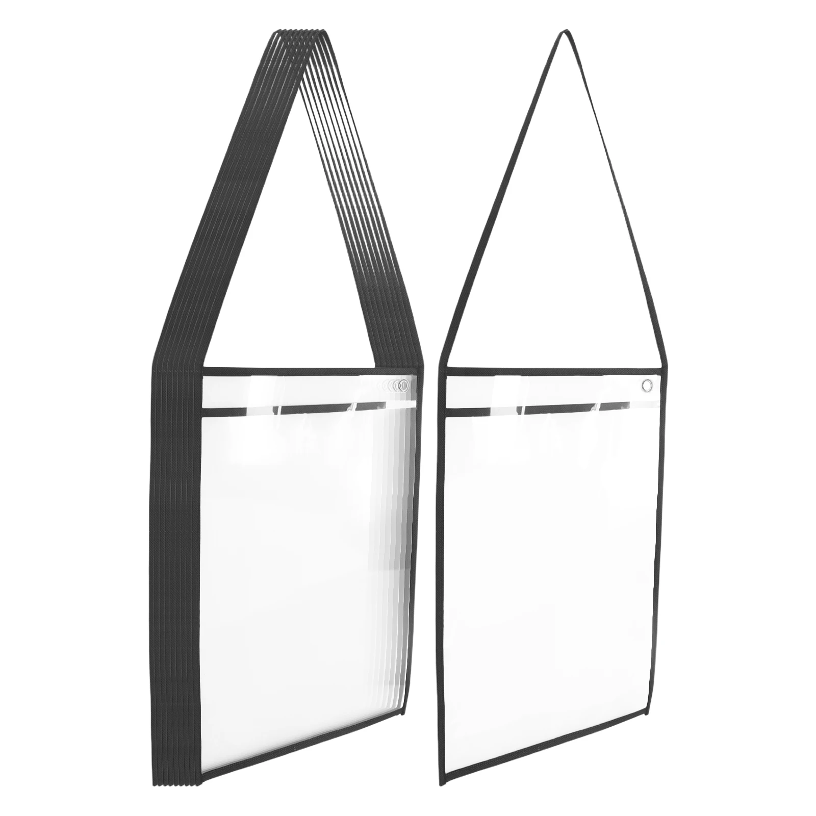 10 قطعة حاملي تذكرة العمل المعلقة أصحاب المستندات البلاستيكية الشفافة القابلة لإعادة الاستخدام الجاف محو تذكرة الأكمام حزام مكتب المدرسة المنظم