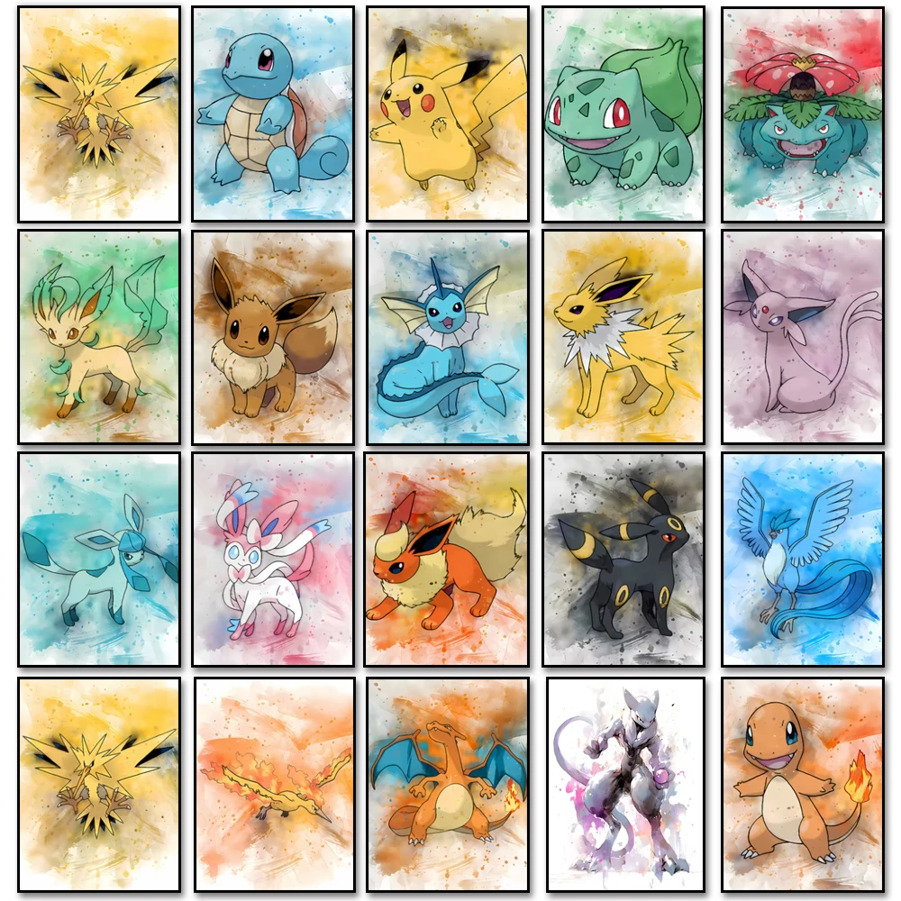 

Pokemon Anime Canvas Painting Pikachu Charizard Mew Gengar Umbreon Posters Print Mural Picture Wall Art Home Decor Gifts Cuadros