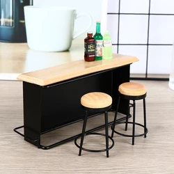 3Pcs/set Dollhouse Miniature Bar Counter Stool Mini Kitchen Furniture Toys For 1:12 Doll House Accessories