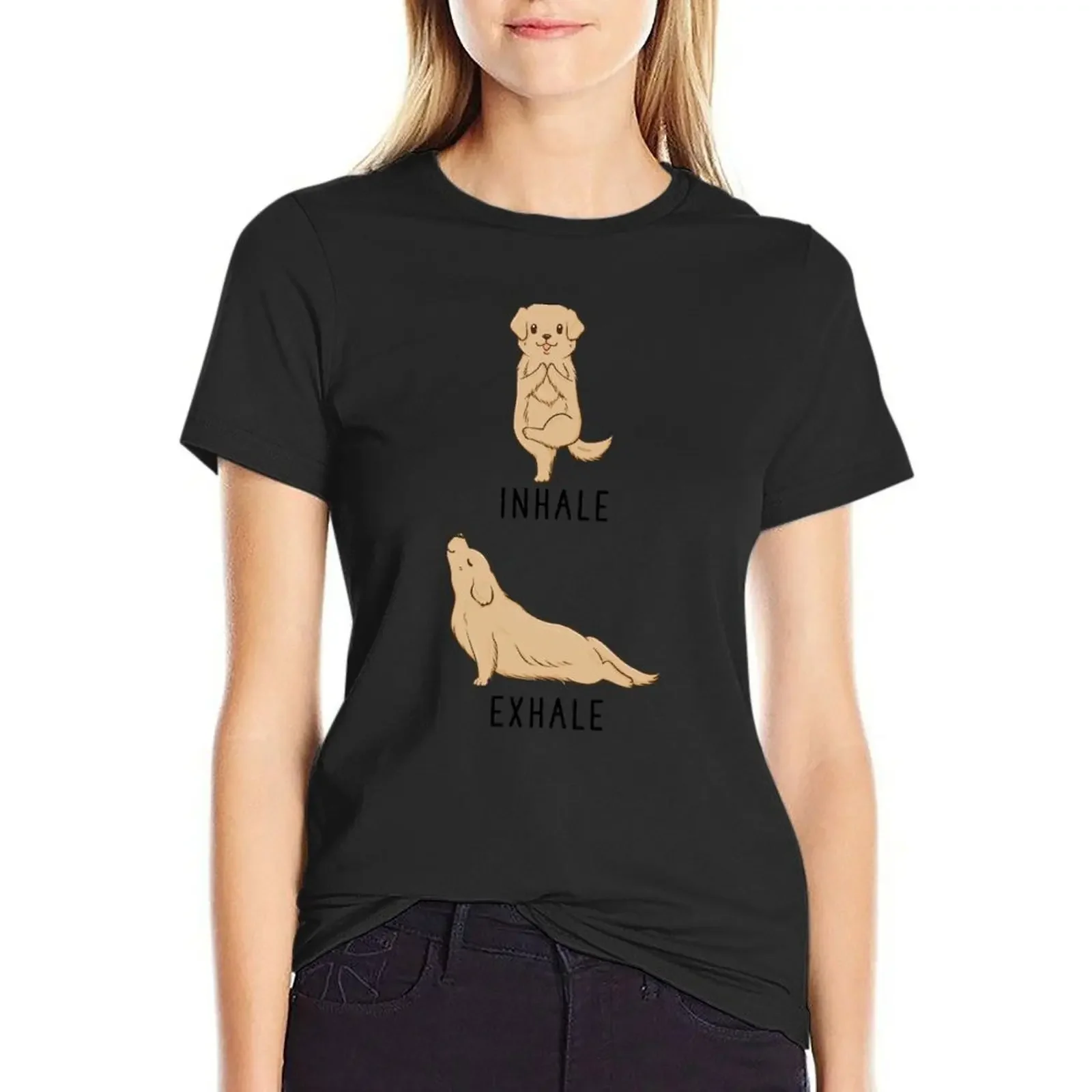 

Inhale Exhale Golden Retriever Yoga T-Shirt sublime vintage shirts graphic tees plus size t shirts for Women loose fit
